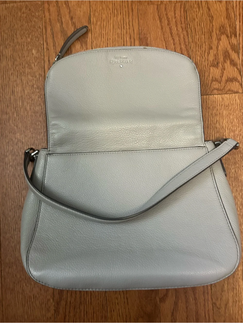 kate spade Pebbled Leather Shoulder Bag in Light Gray